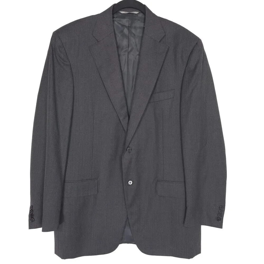 CANALI ITALY MADE 100‎ % Wool Blazer Jacket Gray Pinstripe 42L Sport Coat